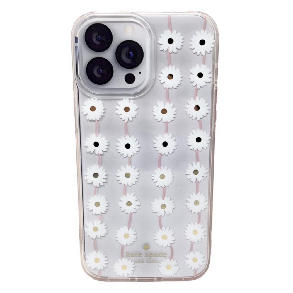KATE SPADE White Pink Floral Daisies iPhone 12 13 PRO MAX Hard Case